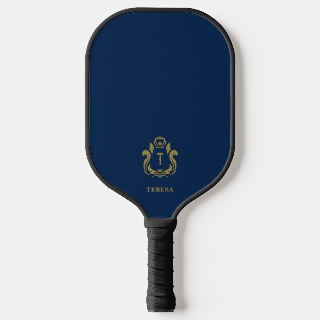Palas De Pickleball Paleta de Pickleball Azul Oscuro Monogramada (Anverso)