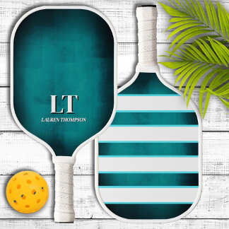 Palas De Pickleball Paleta de pickleball con monograma de color aqua y