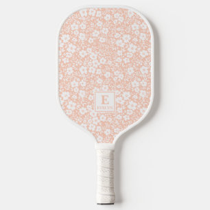 Palas De Pickleball Paleta de pickleball con monograma floral naranja