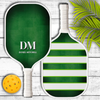 Palas De Pickleball Paleta de pickleball con monograma verde y blanco