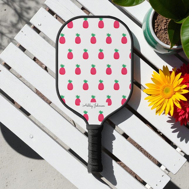 Palas De Pickleball Paleta de Pickleball con Patrón de Piña Blanca Ros (Subido por el creador)