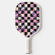 Paleta de Pickleball Cuadrada Retro Rosa y Morado