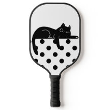 Paleta de Pickleball de gato de lunares negros