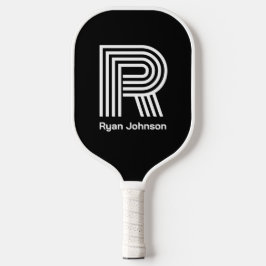 Palas De Pickleball Paleta de Pickleball de Monograma Moderno Negro