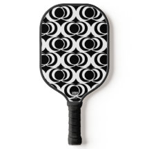 Paleta de pickleball de remolinos en blanco y negr