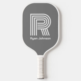 Palas De Pickleball Paleta de Pickleball Gris Monograma Moderno