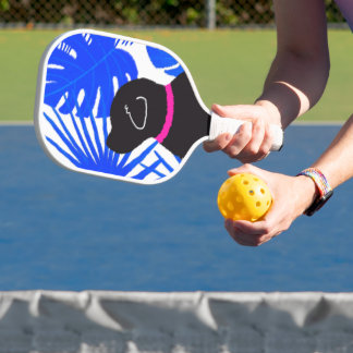 Palas De Pickleball Paleta de Pickleball Isla Tropical Azul Perro Negr