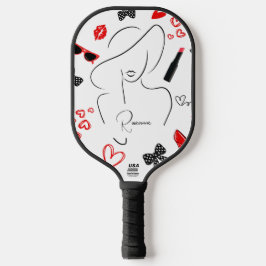 Palas De Pickleball Paleta de Pickleball Monograma Rojo Fashionista