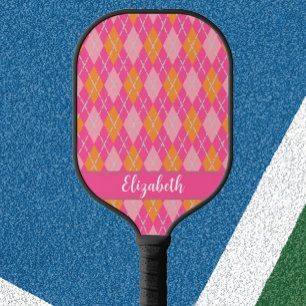 Palas De Pickleball Paleta de pickleball personalizada argyle naranja
