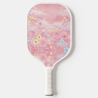 Palas De Pickleball Paleta estilista de bolas con flores rosadas