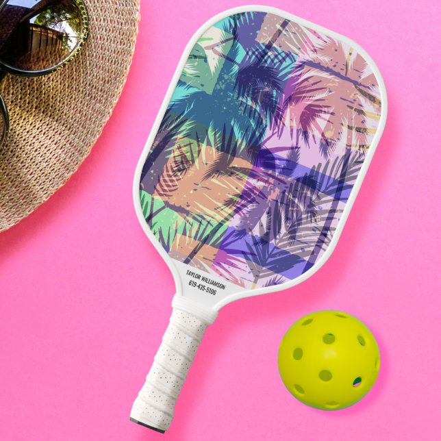Palas De Pickleball Palm de playa tropical Imprimir nombre personaliza (Subido por el creador)