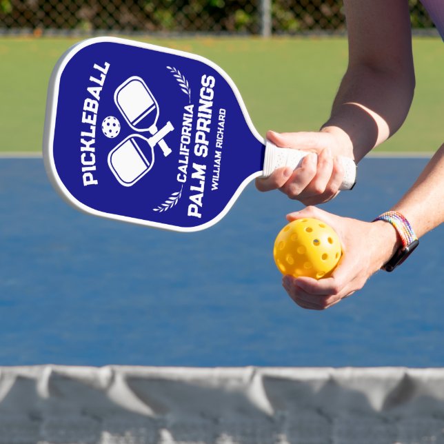 Palas De Pickleball Palm Springs California Personalizado blanco azul  (in situ)