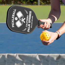 Palas De Pickleball Palm Springs California Personalizado blanco y neg