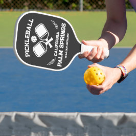Palas De Pickleball Palm Springs California Personalizado blanco y neg