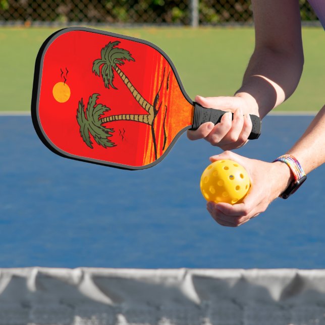 Palas De Pickleball Palm Trees Beach Blazing Sun (in situ)