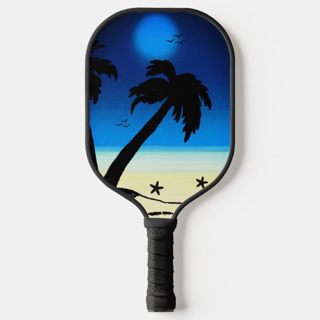 Palas De Pickleball Palm Trees Beach Blue D (Anverso)