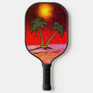 Palas De Pickleball Palm Trees Beach Purple