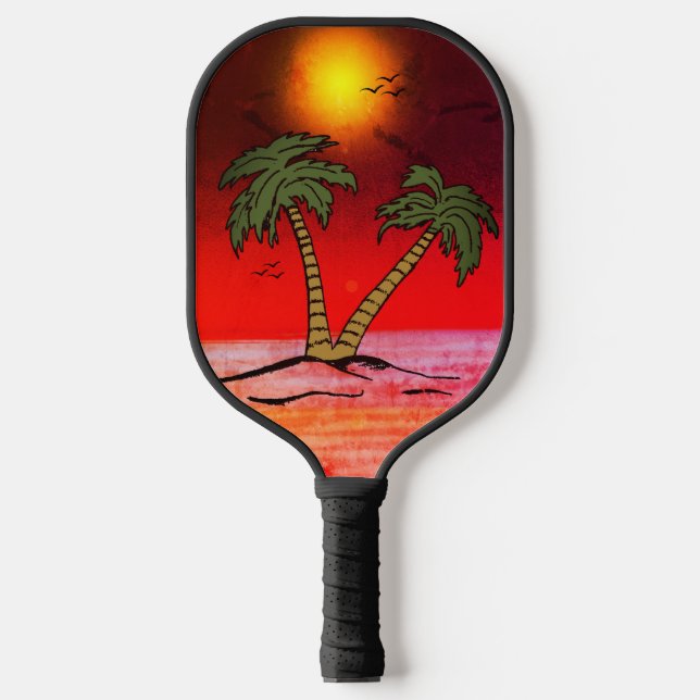 Palas De Pickleball Palm Trees Beach Purple (Anverso)
