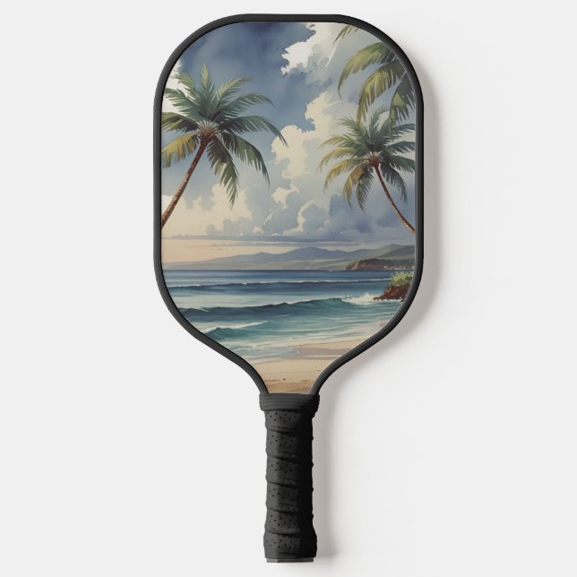 Palas De Pickleball Palm Trees Hawaiian Travel Honolulu Blue Sea (Anverso)
