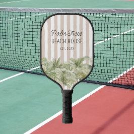 Palas De Pickleball Palm Trees Tropicales Beige Stripes Beach House