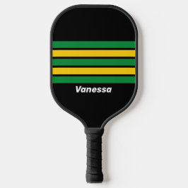 Palas De Pickleball Palma Tropical Retro a través de Rayas con Nombre