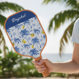Palas De Pickleball Palmeras de toile azul limones monograma nombre