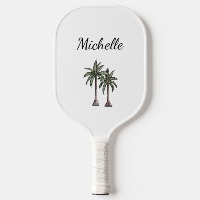 Palas De Pickleball Palmeras Tropicales de Playa Elegante Personalizad (Anverso)