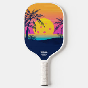 Palas De Pickleball Palmeras Tropicales Personalizado Sol de bola de c