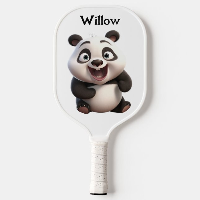Palas De Pickleball Panda Bebé blanco y negro oso Monograma moderno (Reverso )