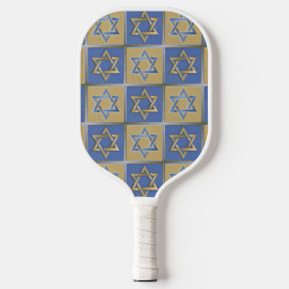 Palas De Pickleball Paneles de Arte Estrella de David Azul Dorado