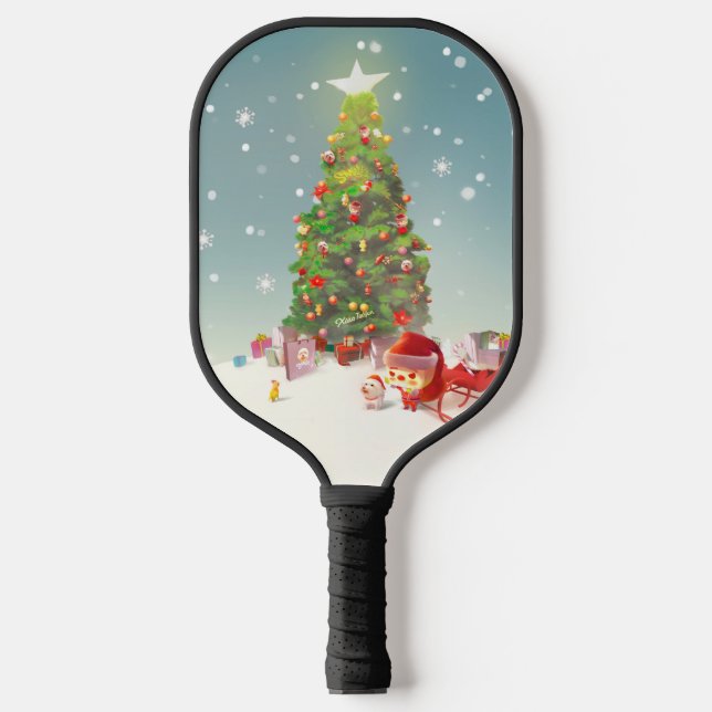 Palas De Pickleball Papá Noel con el árbol de Navidad (Anverso)