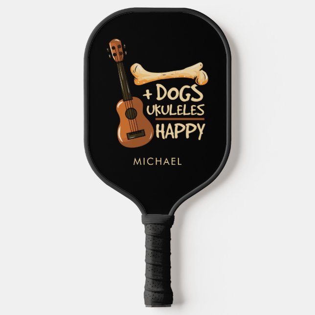 Palas De Pickleball Papá Perro Músico de Ukulele Personalizado (Anverso)