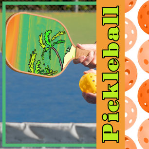 Palas De Pickleball Paraíso Tropical Isla Desierta Atardecer Naranja