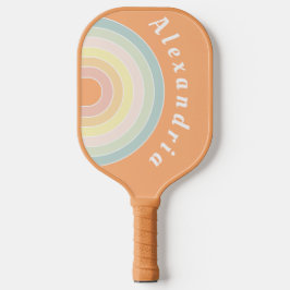 Palas De Pickleball Pastel de arcoiris retro personalizado