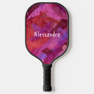 Palas De Pickleball Patrón abstracto de color rojo rosado monograma fe