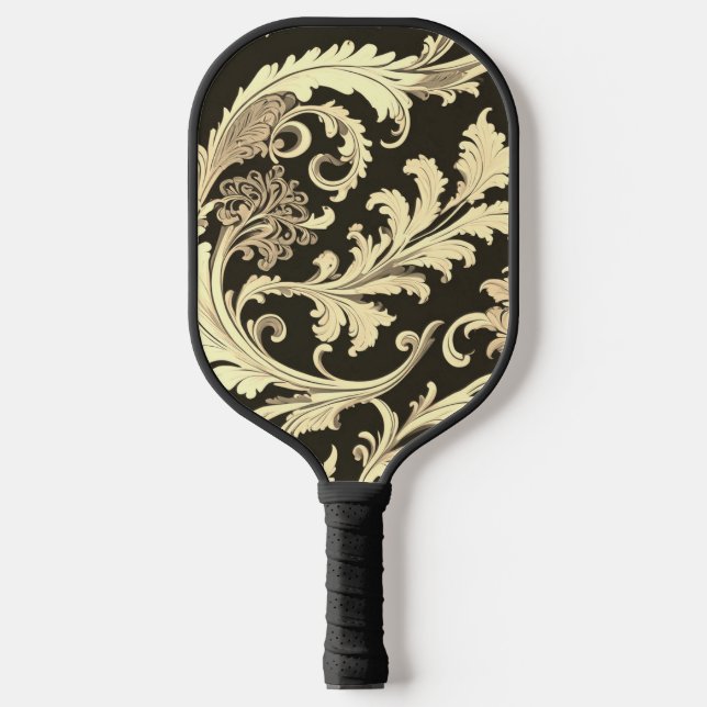 Palas De Pickleball Patrón antiguo de flores marrones (Anverso)