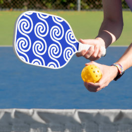 Palas De Pickleball Patrón azul de las ondas de las teclas del meandro