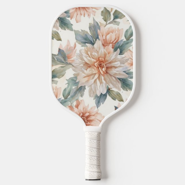Palas De Pickleball Patrón Botánico Acuarela de Flores de Crisantemo (Anverso)