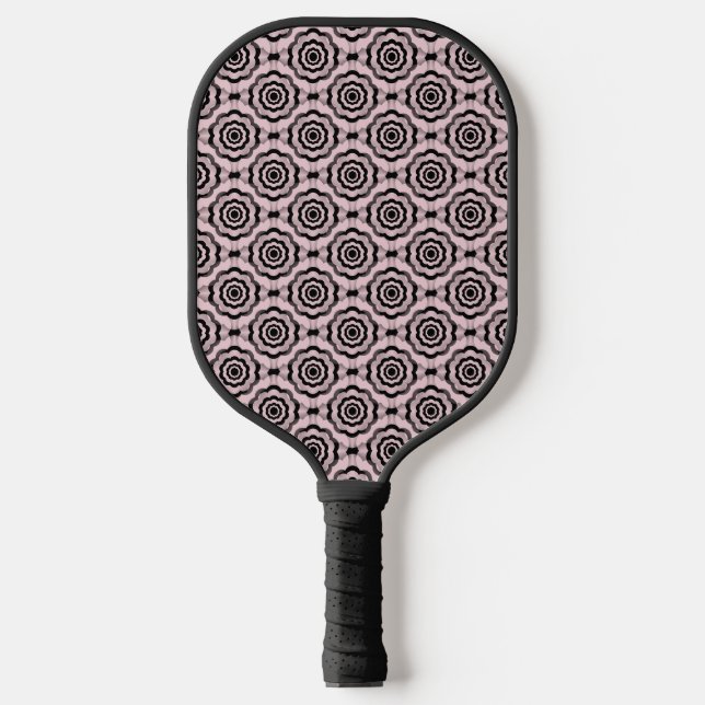 Palas De Pickleball Patrón continuo de flor negra rosa (Anverso)