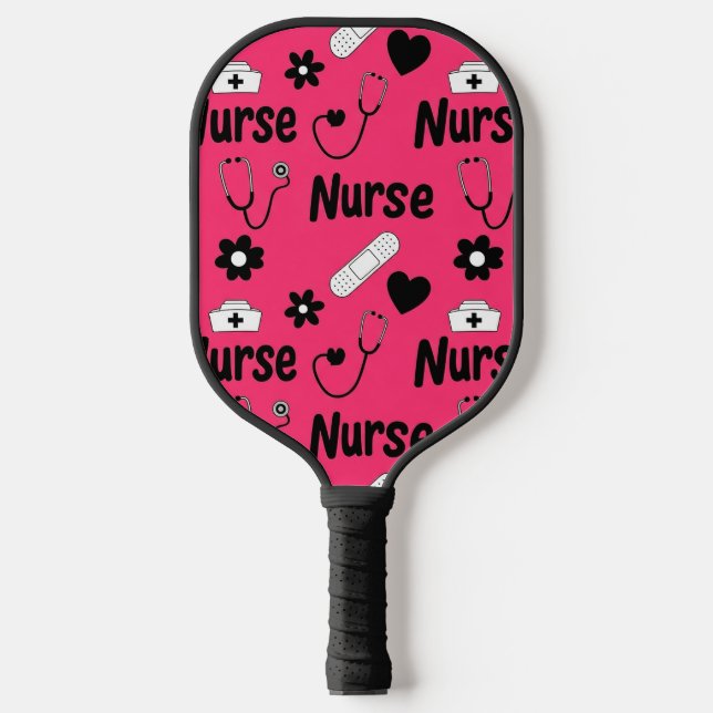 Palas De Pickleball Patrón continuo de vida de enfermera rosa (2) (Anverso)