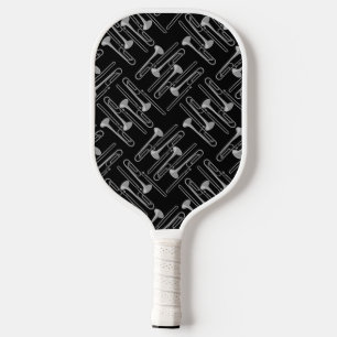Palas De Pickleball Patrón crosshatch de trombón gris