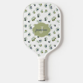 Palas De Pickleball Patrón de acuarela chic con monograma de nombre en
