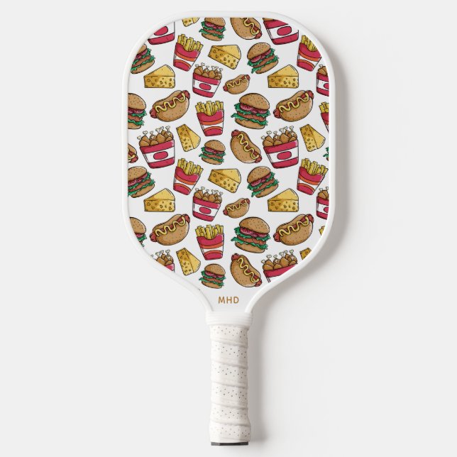 Palas De Pickleball Patrón de alimentos rápidos monograma del personal (Anverso)