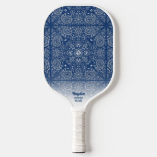 Palas De Pickleball Patrón de Bandana Paisley Texto de nombre personal