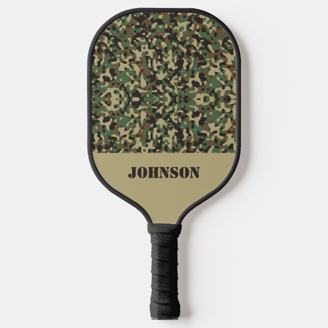Palas De Pickleball Patrón de camuflaje de nombre personalizado (Anverso)