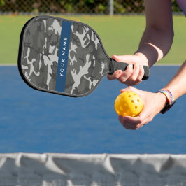 Palas De Pickleball Patrón de camuflaje gris, tu nombre, Personaliza