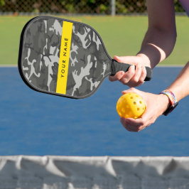 Palas De Pickleball Patrón de camuflaje gris, tu nombre, Personaliza