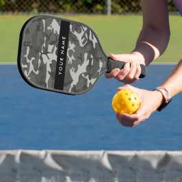 Palas De Pickleball Patrón de camuflaje gris, tu nombre, Personaliza