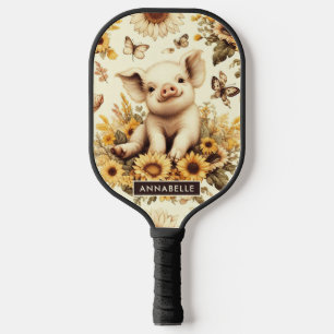 Palas De Pickleball Patrón de cerdos de girasol cúbico