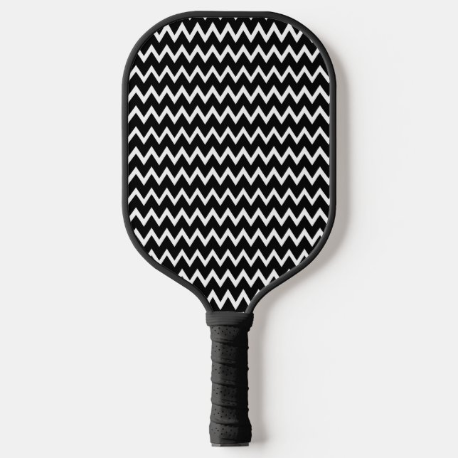 Palas De Pickleball Patrón De Chevron Blanco Y Negro (Anverso)